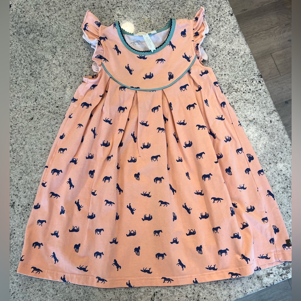Matilda Jane Peach and Navy Girl’s Horses Dress